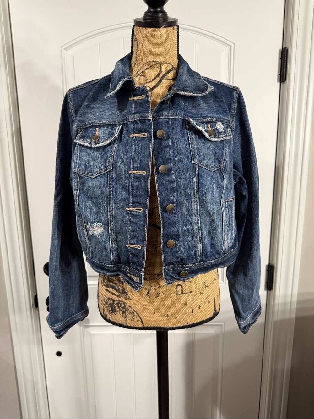 Decree Dark Blue Distressed Denim Jacket